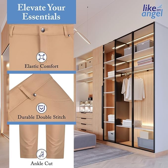 Women's Skinny Pants with 3 Pockets - Lightweight and Breathable Stretch Work Pants for Women's Junior and Plus Sizes3