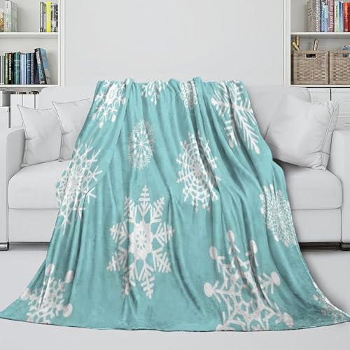 Couverture lit 150x200 plaid microfibre flocon neige 3D hiver - 6