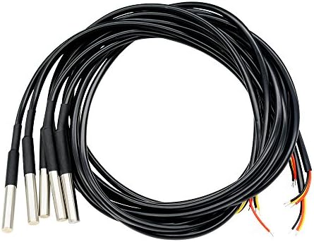 Aideepen 5 x DS18B20 2m Cable Temperature Digital Thermal Probe Sensor Stainless Steel Probe, Accurate Reading, Measure Temperature -55°C to +125°C