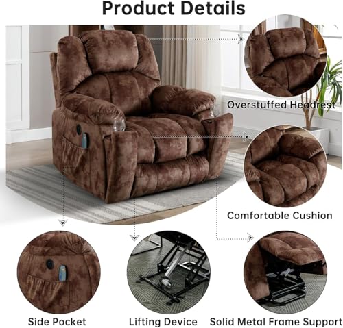 Sillón eléctrico reclinable con masaje Camel Brown miniatura 6