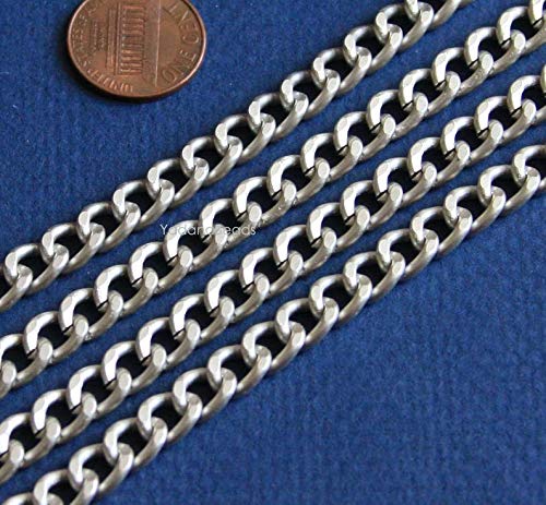 25 ft of Aluminum Curb Open Link Chain 7X10mm - Matte Silver Color
