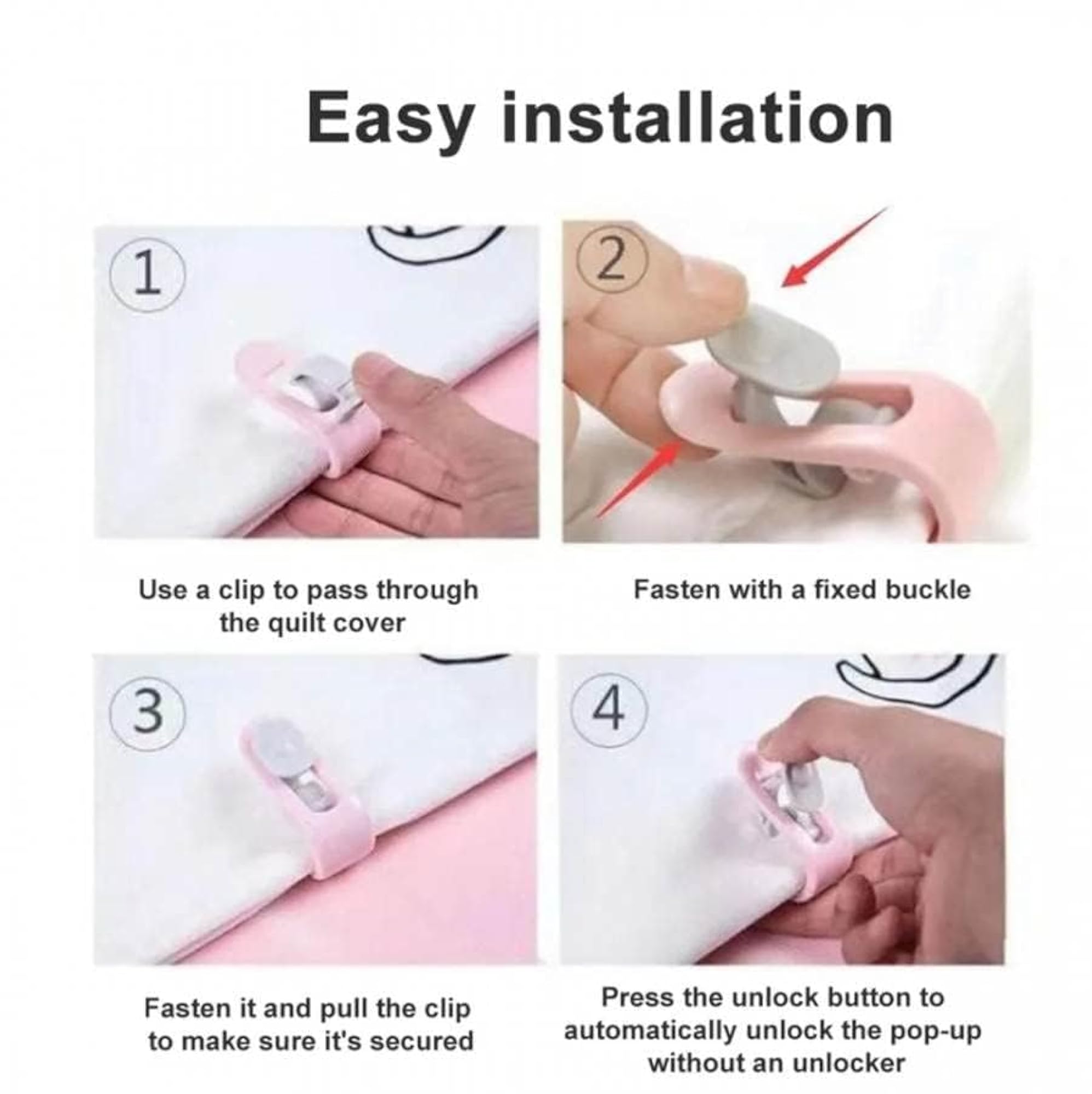 Blanket Bed Sheet Clip for Bedding, Non-Slip Insert