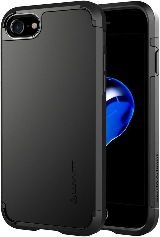 Luvvitt Ultra Armor Case for iPhone SE (2020) / iPhone 7 / iPhone 8 with Dual Layer Heavy Duty Protection and Air Bounce Technology for Apple - Black