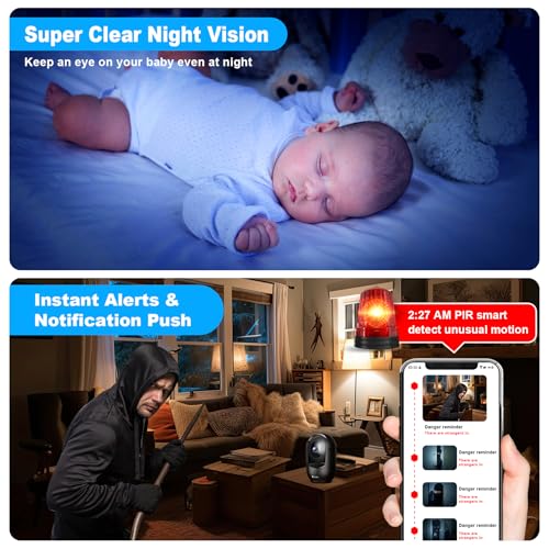 Image of Cloarks 2K Pan /Tilt Security Camera, WiFi Indoor Cameras for Home Security with AI Motion Detection, Pet /Dog /Baby Camera with Phone App, 2-Way Audio, 24 /7, Siren, TF /Cloud Storage，Black