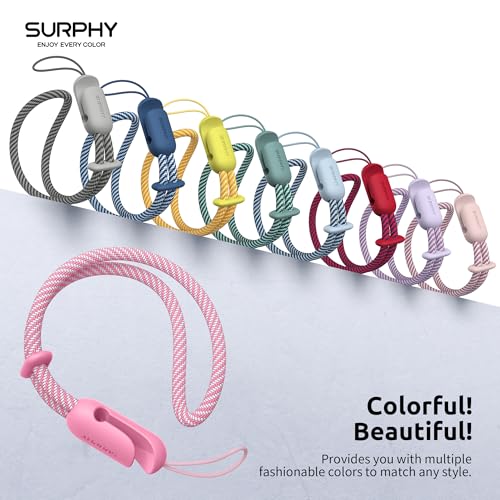 Image of SURPHY 2 Pack Phone Lanyard, Phone Wrist Strap for Case, Camera Wrist Strap | Ultra-Light 2-Color Braided Phone Strap, Cellphone Charm Strap, Anti-Lost Wrist Lanyard for Women and Men, Pink Rose Pink