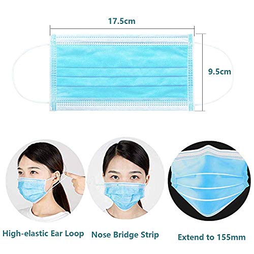 Mascarillas faciales, paquete de 20 máscaras con cierre estándar para la salud protegida, paquete de 3 capas