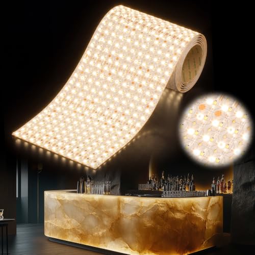 Image of 6.56ft x 9.45in Flexible LED Light Sheet, Cuttable Ultra Thin Backlight Panel 24V Dimmable 3000K Warm White, Dot-Free Even Illumination for Stone, Acrylic, Cabinet & Commercial Display Lighting