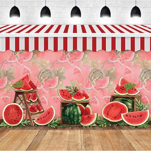 Toile de fond pour immortaliser le smash cake du 1er anniversaire de fille style melon d'été