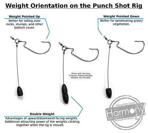 Punch Shot Rig Kit (5 Pack, 4/0 Ewg Hooks) [Interchangeable Hook Leadered Punchshot Rig] (5 Pack) - Tokyo Style Punch Shot Rig/Jig For Bass Fishing #TOP3