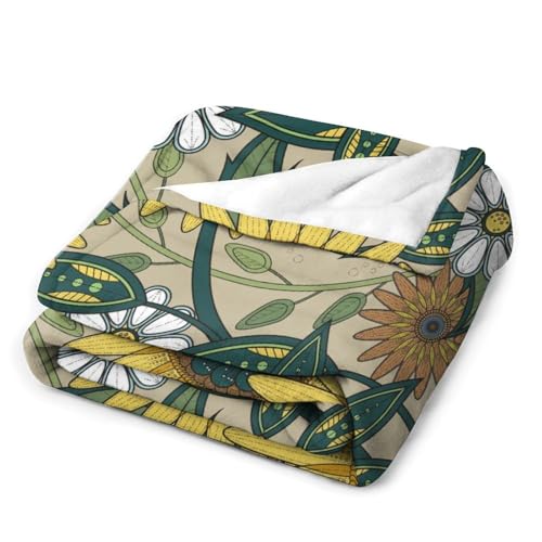 Couverture flanelle 150x200cm fleur jaune haute densité - 4