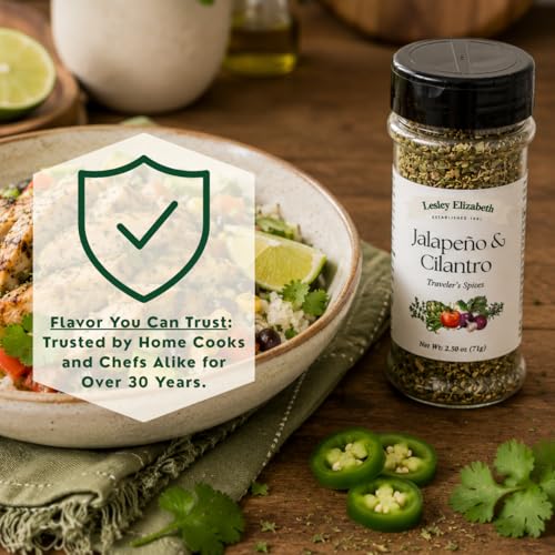 Image of Lesley Elizabeth Jalapeno & Cilantro Traveler's Spices - Spicy Mexican Seasoning Blend for Tacos, Chicken, Beef, Fish & Vegetables | Gourmet All-Purpose Cooking & Grill Rub