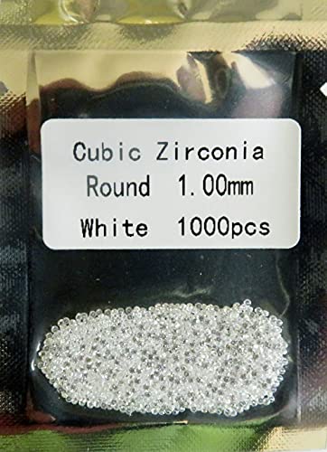 1,000 PCS Each Size Clear Cubic Zirconia 1.00 MM