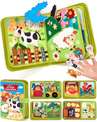 Image of hahaland Busy Book for Toddlers 1-3 - Montessori Toys Busy Board for 1 Year Old Boy Gifts Girl Toys Educational Learning Quiet Activity Books Toddler Travel Toys for One Year Old Birthday Gift