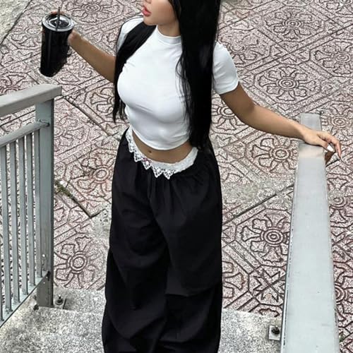 LRF Lace Pants Elastic Waist Pants Embroidered Pants High Waist Pants Loose Pants Baggy Pants Bow Pants Casual Pants4