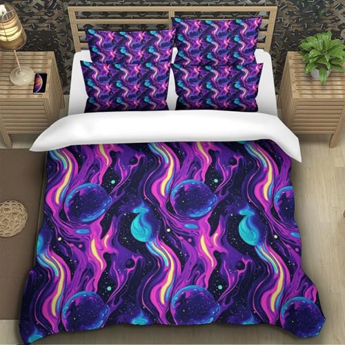Housse de couette tourbillons cosmiques microfibre résistante et douce - 5