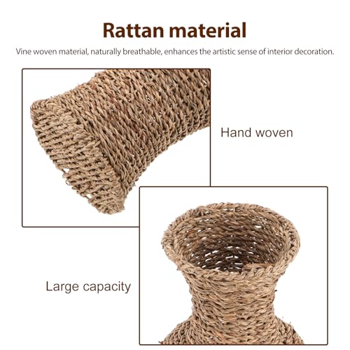 Jarrón de suelo vintage de ratán minimalista para decoración de casa 4