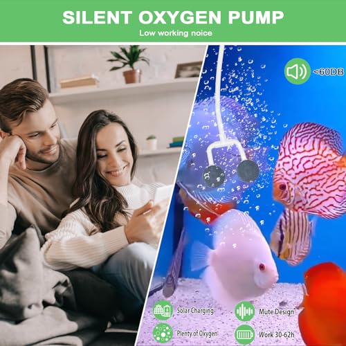 ZWJBSGY Solar Aerator, Solar Air Pump Solar Powered Pond Pump, 2W & 2200mAh Solar Pond Aerator with 2 Air Bubble Stones,Regulator for Small Fish Pond, Stock Tank,Aquarium Hydroponics (2 Modes)