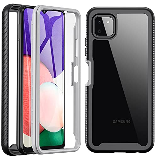 Samsung Galaxy A22 5G Hülle, Samsung A22 5G Hülle, 360 Grad Rundumschutz Robust Cover mit Displayschutz Silikon Weiche Kratzfest Case Bumper Outdoor Schutzhülle Handyhülle für Samsung A22 5G Schwarz Cover