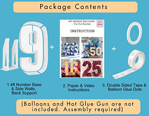 4ft Mosaic Balloon Frame Number 9 Light Up Marquee Pre-Cut Kit Number Cut-out Extra Large Foam Board Backdrop Birthday Baby Party Anniversary… - Thumbnail 5