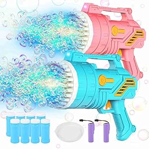 SmartYeen-2-Pack-Bubble-Machine-Gun69-Holes-Bubble-Gun-with-Light8-Bottles-Bubble-Solution-Bubble-Blower-Maker-for-Kids-Summer-Outdoor-Toy-Wedding-Party-Birthday-Gifts