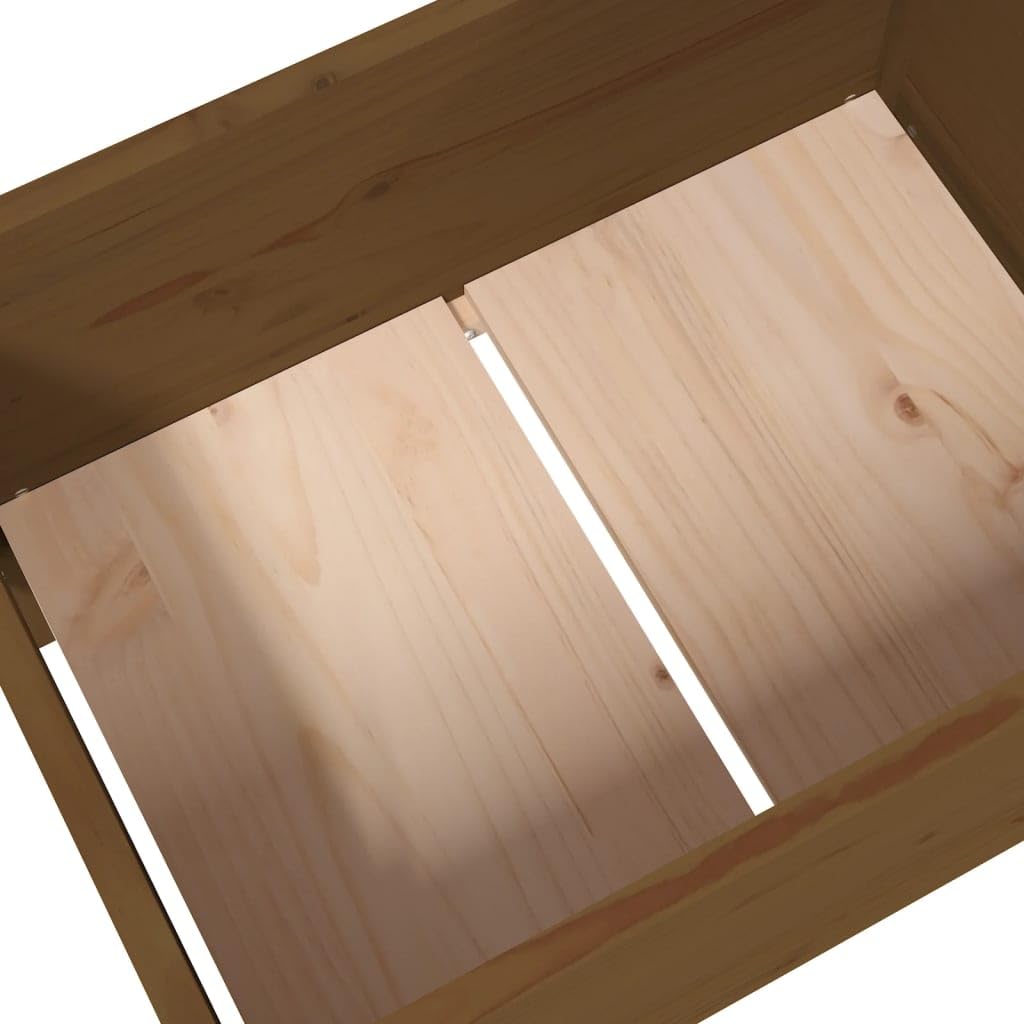 Macetero grande exterior para balcón, color marrón miel, 178,5 x 44 x 75 cm, madera maciza de pino, solución ideal para jardinería que ahorra espacio y plantas sanas