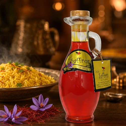 Image of HOMA Liquid Saffron 8.4 oz - Organic Saffron Extract Infused Coloring for Rice, Seafood, Drinks & Desserts, Pure Saffron Spice Flavor, No Allergens (3, Pack of 3)