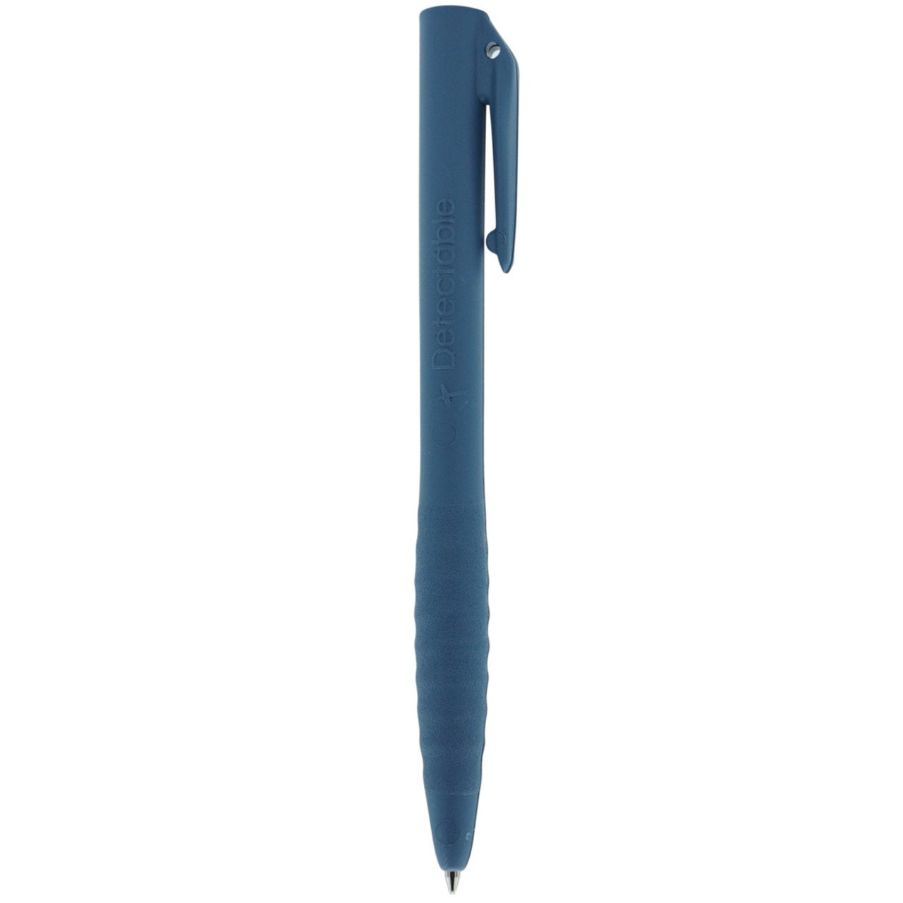 Bolígrafo detectable no retráctil con clip tinta azul, QUASAR DP, modelo QU0020AA, apto para industria alimentaria, antideslizante, ergonómico. Pack 25 unidades