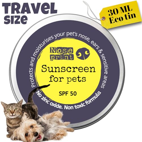Noseprint LSF 50 Sonnenschutzbalsam für Haustiere 30 ml in Dose, feuchtigkeitsspendender Sonnenschutz für Hunde und Katzen, ungiftige Formel, Hundenasen- und Pfotenbalsam, Sonnencreme