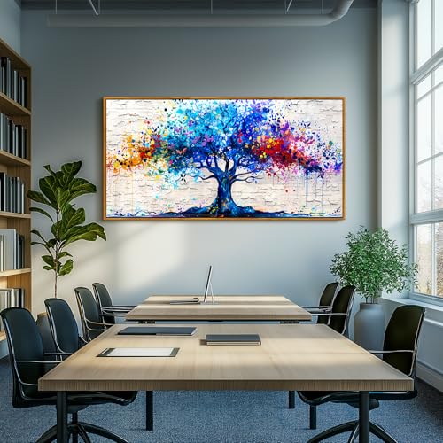 SERIMINO Tree of Life Large Framed Wall Art Prints, Colorful Tree Abstract Graffiti Canvas Painting, Nature Plant Fantasy Artwork for Walls, Modern Wall Decor Living Room Bedroom Home Office 30"X60"