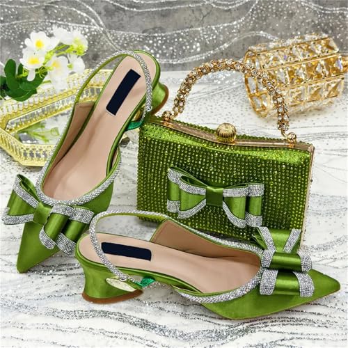 Women Shoes and Bag Set African Ladies Sandals High Heels Pumps Match with Handbag Clutch Escarpins Femmes Sandales Silver4