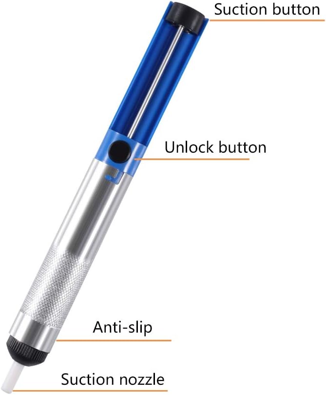 AiTrip 1pc Pump Vacuum Solder Removal Tool and 2pcs Desoldering Wick Solder Braid (2.5mm Width, 1.5m Length) - - 