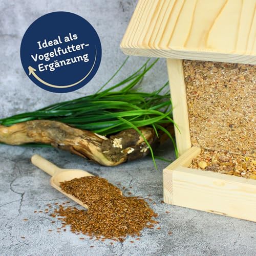 Lyra Pet® 10 kg Leinsamen in 30 L Tonne | Reich an Omega-3-Fettsäuren, Ballaststoffen & Proteinen | Ergänzungsfutter für Wildvögel | Nährstoffreiches, Ganzjähriges Vogelfutter | Ideal für Streufutter