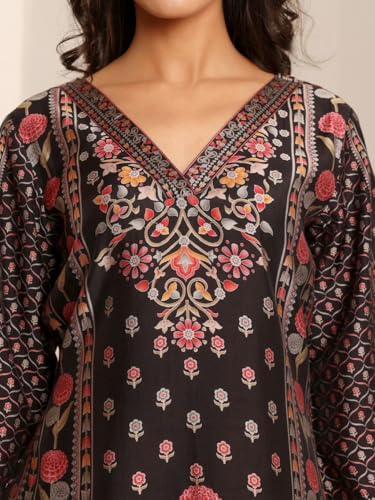 Varanga Women's Viscose Rayon Kurta Set (Vset21166_Black