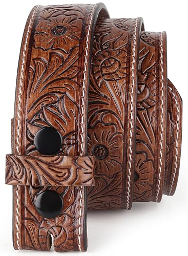 Image of F&L CLASSIC Western Belt without buckle for men - Full Grain Leather Cowboy Belts for jeans - One Piece Leather strap belt