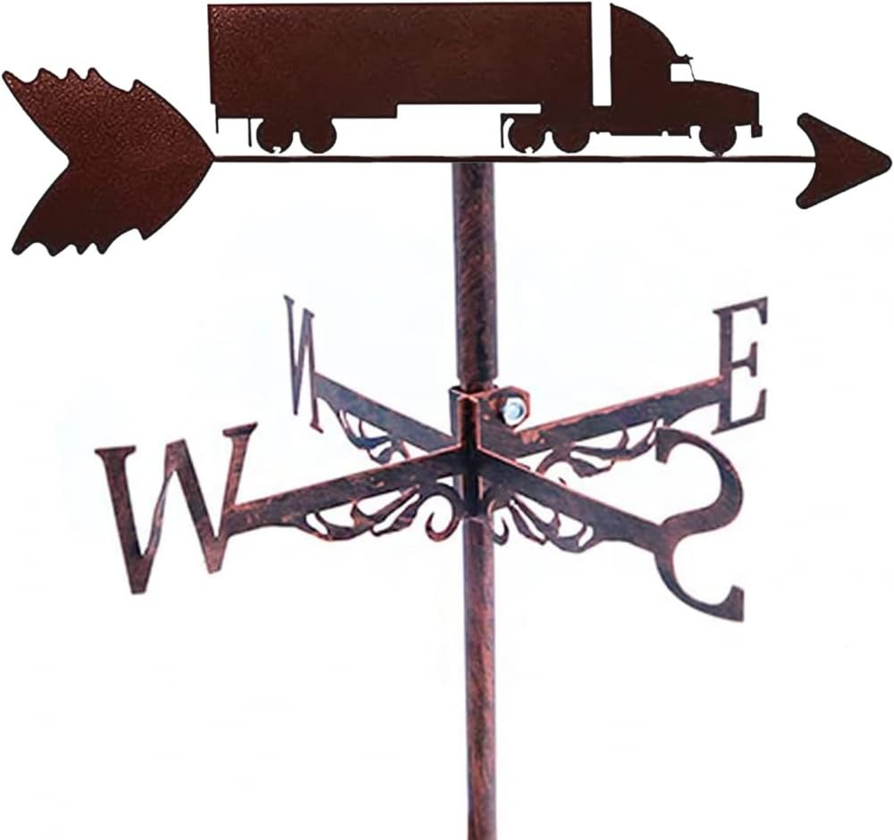 CZYLJLK Weather Vanes for Roof Creative Truck Weathervane Outdoor Gardens Wind Direction Indicator Kit Iron Art Weathercock Vane