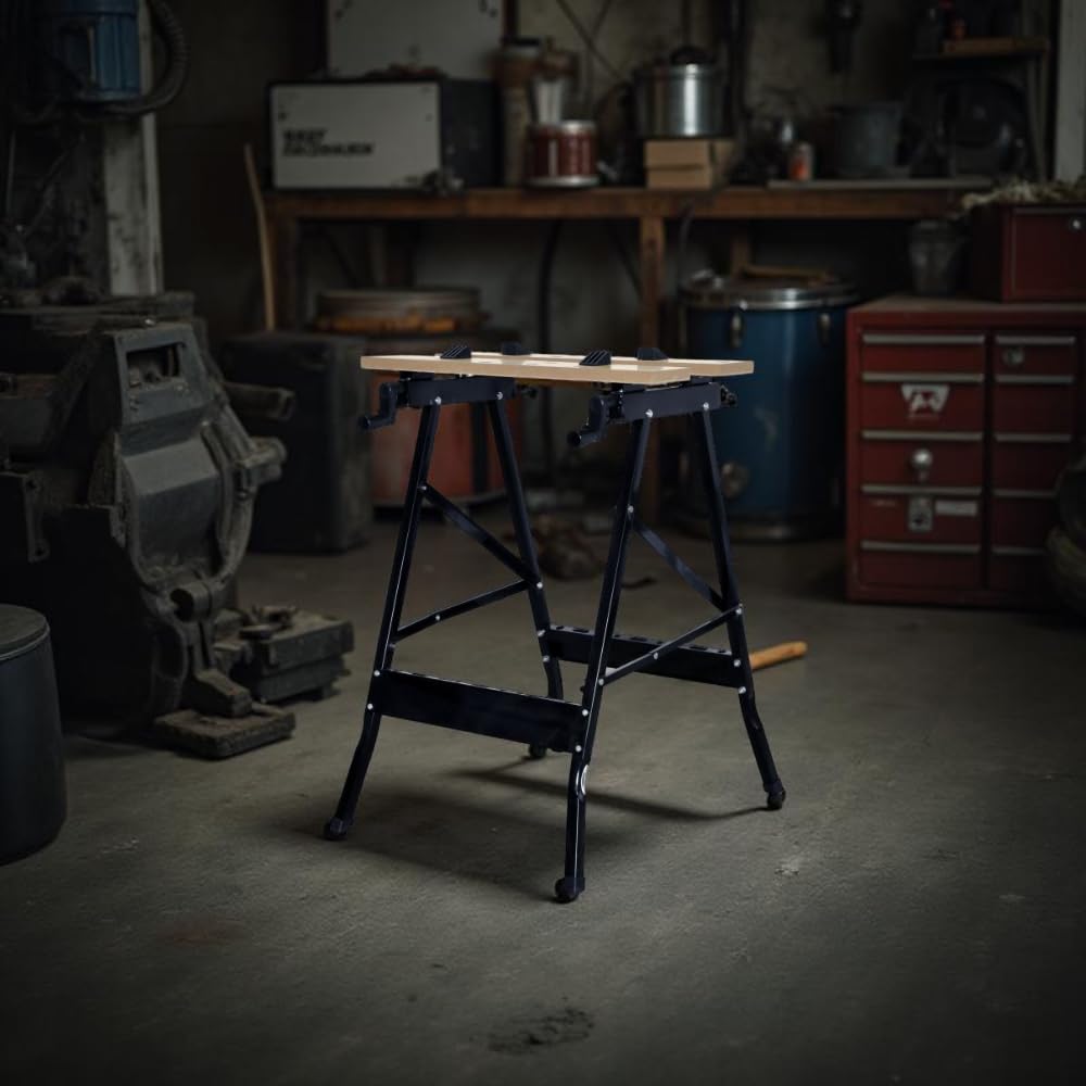 Banchetto da Lavoro - Pieghevole, Portautensili, Slot Multifunzione, Goniometro, Angolo Regolabile, 56 x 62 x 77h cm - Piedi Antiscivolo