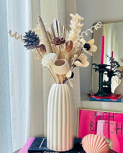 Image of Bliss Hohm Ripped Flower Vase (10 Inches, Off-White) for Home Decor and Gifting, Ceramic Flower Vases for Living Room, Decoration Items, Wall Tabletop showpieces (Large Ripped)