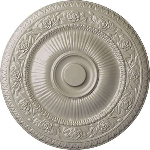 24 1/4"OD x 2"P Neuveau Ceiling Medallion (Fits Canopies up to 6 3/8"), Hand-Painted Pearl White