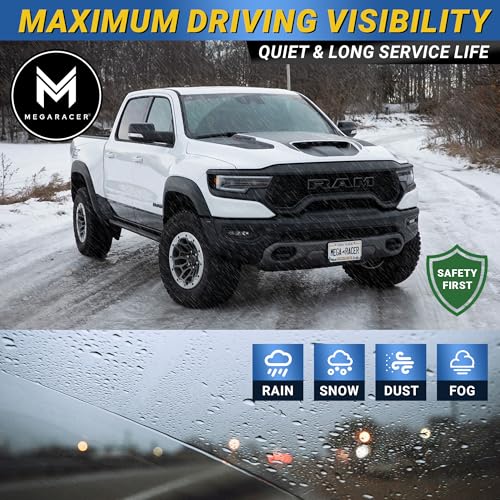 Image of Premium Silicone Windshield Wiper Blades 24 inch & 24 inch for RAM 1500 (2019-2026) | Carbon Fiber Design, Quiet Smooth Streak-Free Clean Wipe, All-Season OEM Quality, Front Automotive Replacement Wipers, 2 Pack