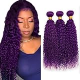 Purple Bundles Water Wave Bundles Human Hair 12 14 16 Inch Unprocessed Brazilian Virgin Hair Weave 3 Bundle Purple Human Hair Extensions 50 Grams Per Bundle