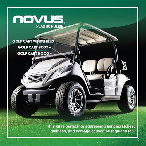 Image of NOVUS 7760 | Golf Cart Maintenance Kit | Includes NOVUS Plastic Polish #3#2#1-2 Ounces Each, 2 Buffing Pads, Backing Drill Attachment, 3 inch Wool Pad, 3 Disposable Wipes