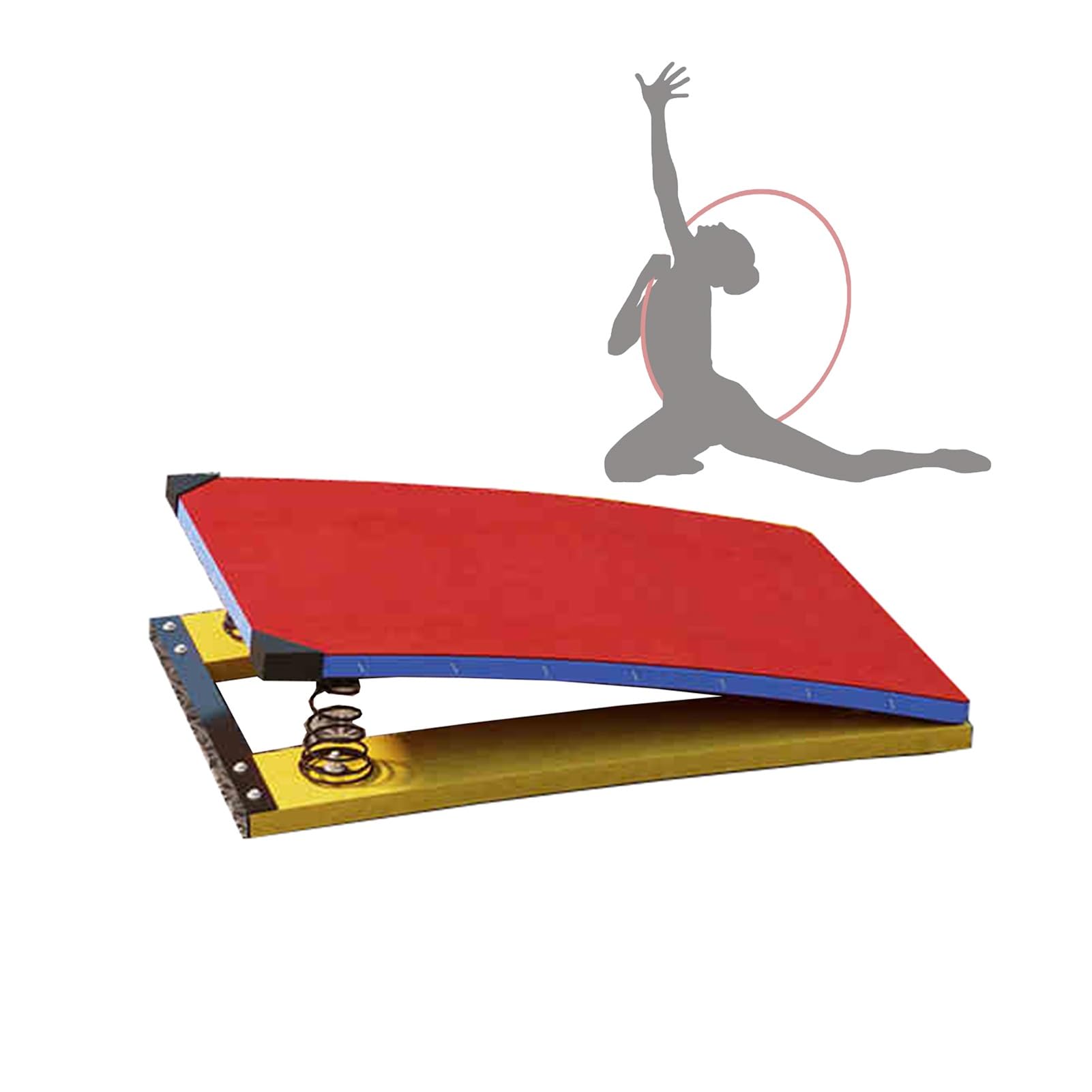 Trampolino da Ginnastica, Trampolino Pesante con Molle, Portatile Curvo, per Palestra Scolastica e Domestica, Portata 50 kg