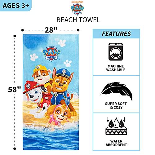 Franco Kids Super Soft Cotton Bath/Pool/Beach Towel, 58 In X 28 In, Paw Patrol #TOP2