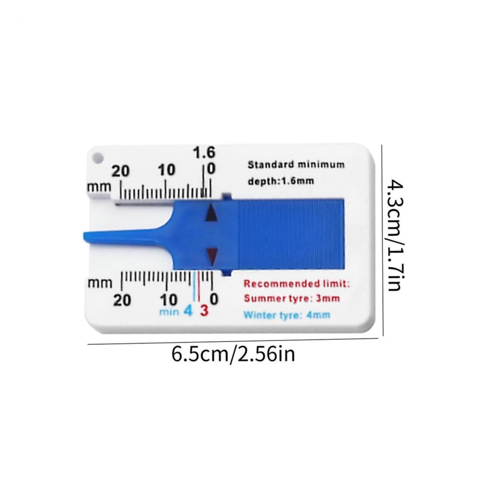 Digitaler Reifenprofiltiefenmesser Reifenprofiltiefenmesser 0–20 mm, praktisches Messwerkzeug, tragbarer Tester für Auto, Auto, Motorrad, Fahrrad, Fahrzeug für Autos, LKWs(Blue)