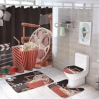 バス・洗面所用品 ShowerCurtain GDG Original Pirates Movie Amazon.com: Rustic Movie Theater Shower Curtain Sets 4 Piece