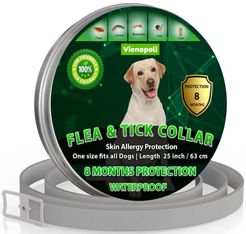 Vienapoli Collar Ajustable Para Pulgas Y Garrapatas Para Perros Pequeños, Medianos Y Grandes | Impermeable | Tratamiento De Pulgas | Protección Hasta 8 Meses | 100% Natural Bio Organico