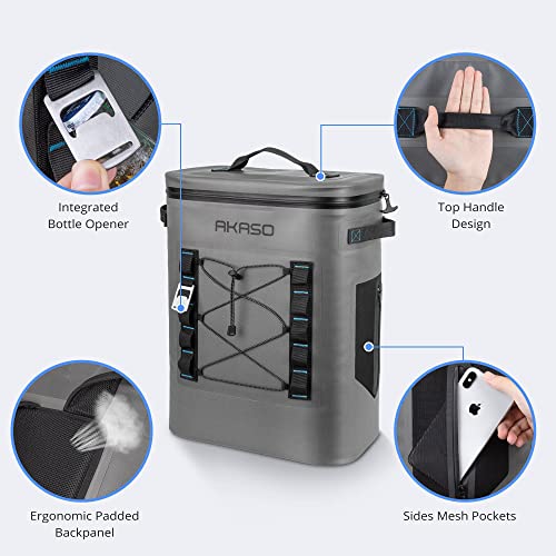 Image of AKASO Soft Cooler Bag 24 Cans Portable Insulated Cooler Bags for Men Reusable Leakproof Cooler Bags for Camping Beach Travel Picnic Boating Fishing Outdoor