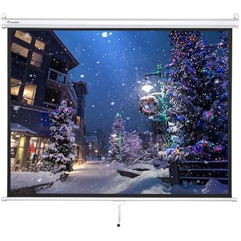 Instahibit 72" Diagonal 4:3 Manual Pull Down Projector Screen 57" x 43" Home Theater Projection Movie Screen Matte White Cover