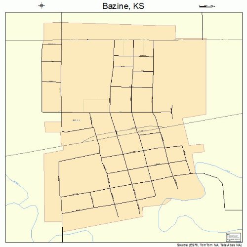 Large Street & Road Map of Bazine, Kansas KS Printed poster size wall