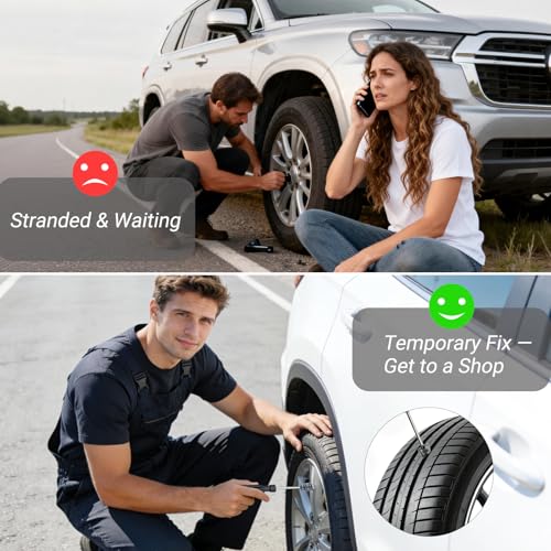 Image of 100PCS Tire Repair Rubber Nail Kit, Premium Spiral Screw-in Tire Plugs with 3 Sizes, Emergency Roadside Flat Tire Fix Tool for Car Truck Motorcycle Tractor ATV SUV (100PCS + Screwdriver)